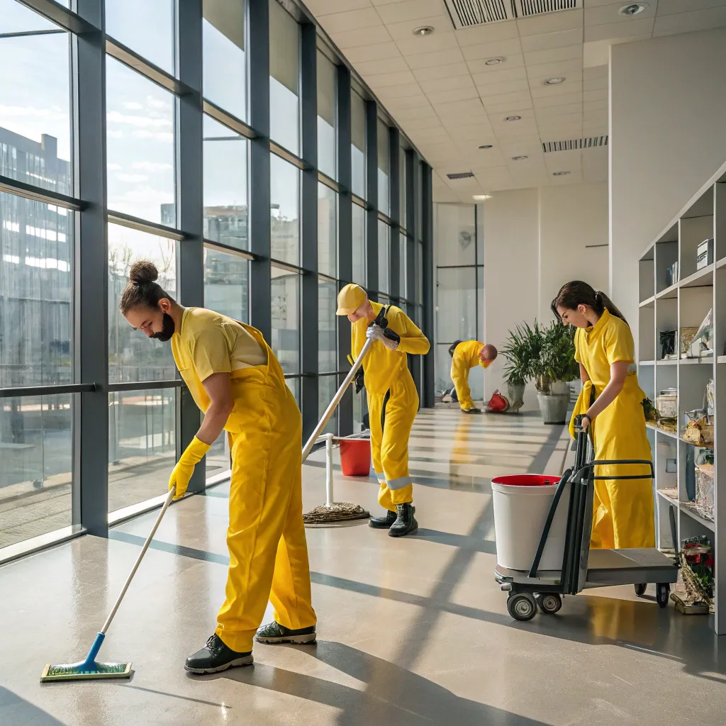 Cleaning crew at work